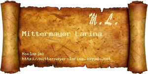 Mittermayer Larina névjegykártya